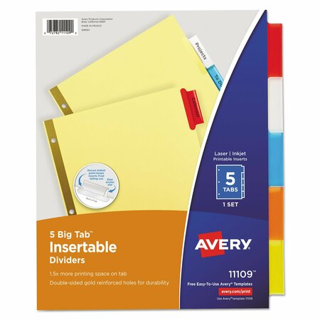Avery Insertable Big Tab Dividers, 5-Tab, Letter 11109